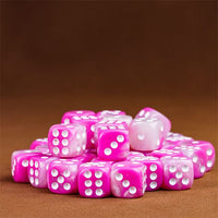 Thumbnail for 12mm Pink & White Acrylic - 10pcs D6 RPG Dice Set