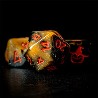 Thumbnail for Glitter in Black & Orange Acrylic - 7pcs RPG Full Dice Set Close