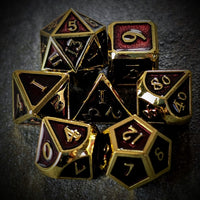 Thumbnail for Purple Enamel in Gold Metal - 7pcs RPG Dice Set