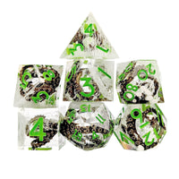 Thumbnail for 7pcs Dice Sharp Filled Tentacle Green Font Clear