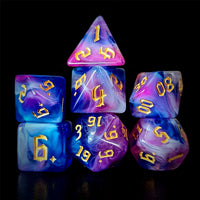 Thumbnail for Blend of Blue & Pink Acrylic - 7pcs RPG Full Dice Set Dark Stack