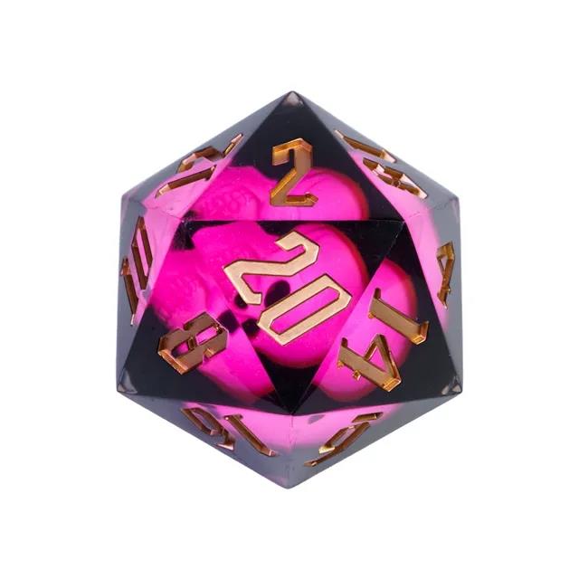 Pink Skull in Black Sharp Resin - D20 RPG Dice