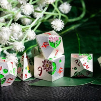 Thumbnail for 7pcs Dice Metal Lotus Red Font Green Silver