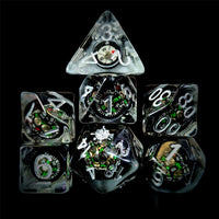 Thumbnail for Compass in Clear & Black Resin - 7pcs RPG Full Dice Set