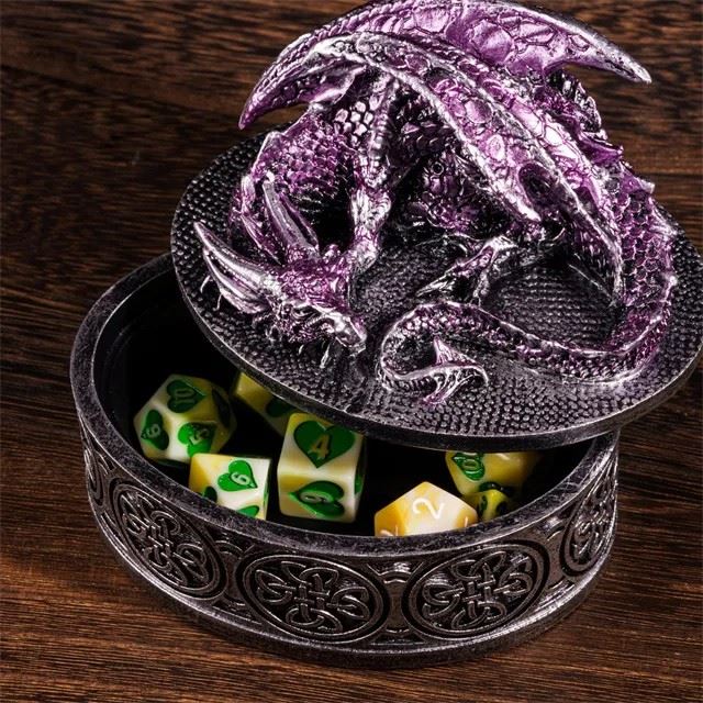 Purple Resin Sleeping Dragon - Dice Storage