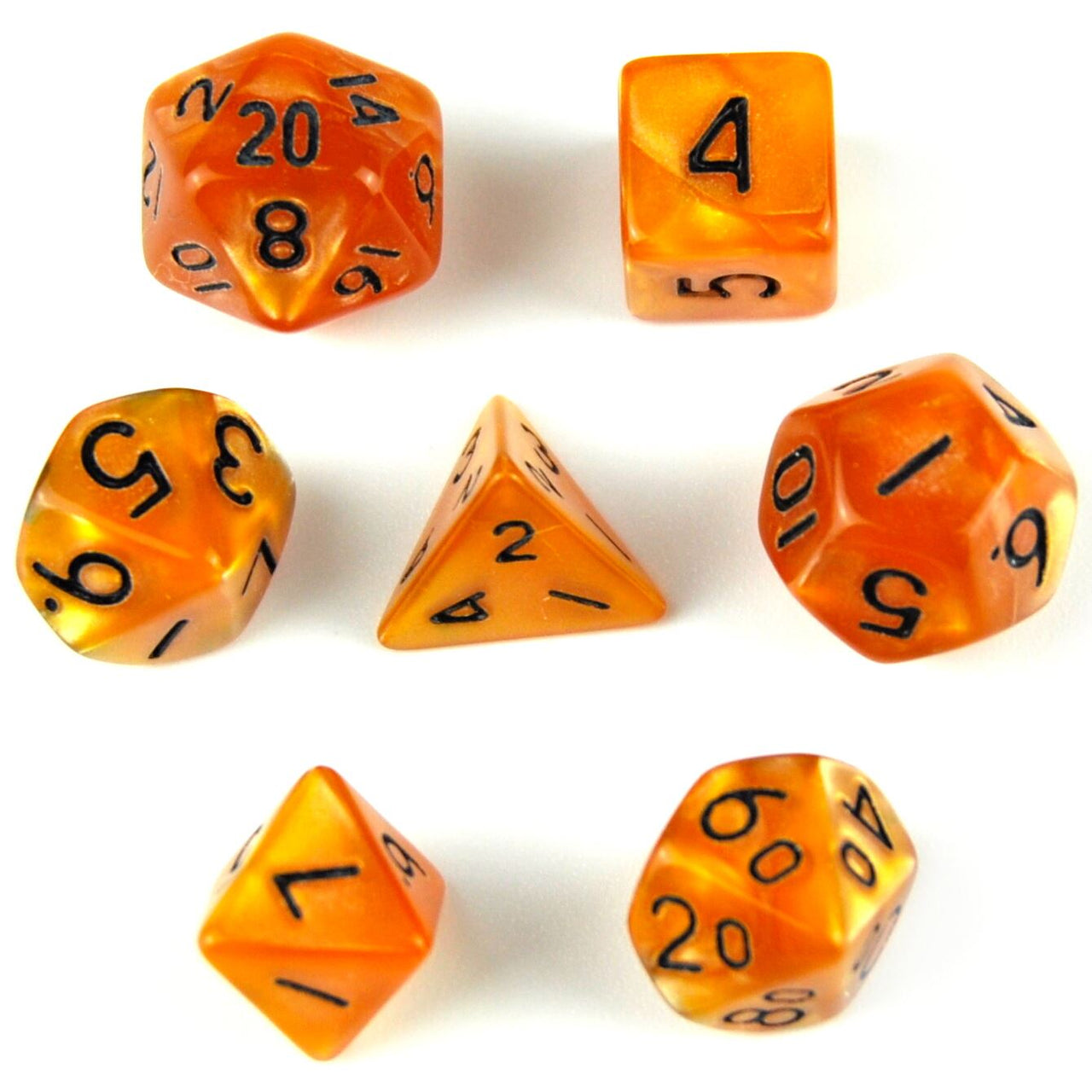 Silk Orange Acrylic - 7pcs RPG Mini Dice Set