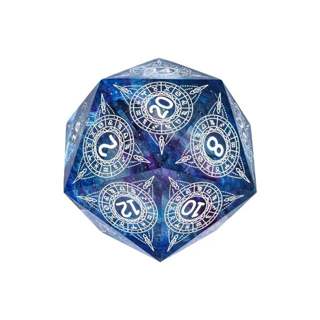 Constellation in Clear & Blue Sharp Resin - D20 RPG Dice