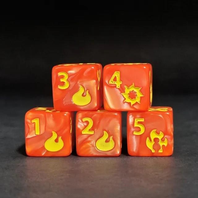 6pcs D6 16mm Dice Acrylic Yellow Font Wizard Orange