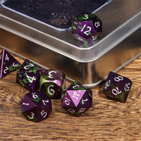 Thumbnail for 7pcs RPG Dice Set - Green & Purple Anodized Aluminium