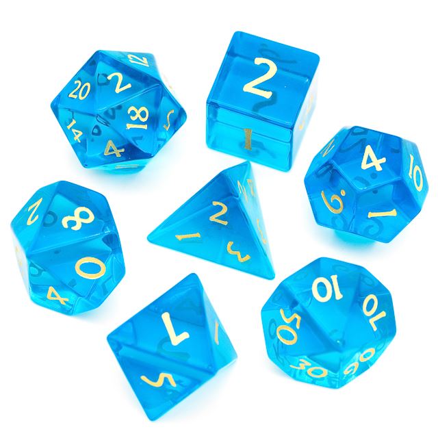 Sky Blue Glass - 7pcs RPG Dice Set