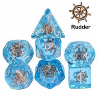 Thumbnail for Pirate Galleon in Clear & Blue Resin - 7pcs RPG Full Dice Set
