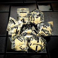 Thumbnail for Gold Glitter in Clear Liquid Filled Sharp Resin - 7pcs RPG Dice Set