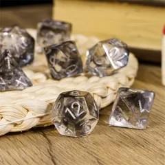 Black Swirl in Clear Resin - 7pcs RPG Full Dice Set