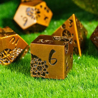 Thumbnail for Lotus Flower in Gold Metal - 7pcs RPG Dice Set