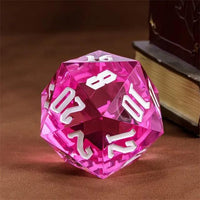 Thumbnail for D20 Dice Acrylic 55mm  White Font Clear White Pink