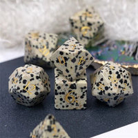 Thumbnail for White Dalmatian Jasper Gemstone - 7pcs RPG Dice Set