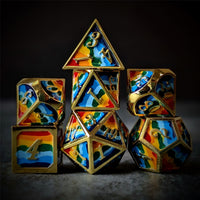 Thumbnail for Rainbow in Gold Metal - 7pcs RPG Dice Set