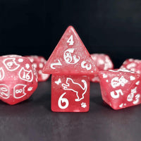 Thumbnail for 7pcs Dice Acrylic Pattern Cats White Font Pink