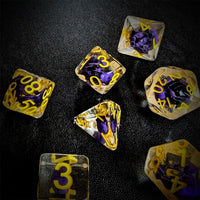 Thumbnail for Purple Skull in Clear Resin - 7pcs RPG Full Dice Set