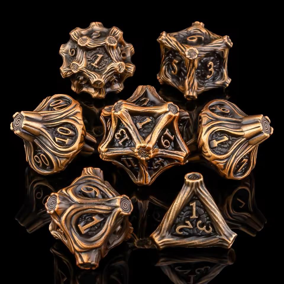 7pcs Dice Metal Tree Stump Copper