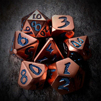 Thumbnail for Blue Font in Copper Metal - 7pcs RPG Dice Set