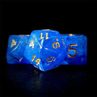 Thumbnail for Blue Silk Acrylic - 7pcs RPG Full Dice Set Close