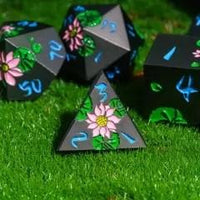 Thumbnail for Pink Lotus Flower in Nickel Metal - 7pcs RPG Dice Set