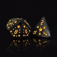 Thumbnail for 7pcs Dice Acrylic Pattern Stars Gold Font Black