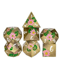 Thumbnail for Pink Lotus Flower in Bronze Metal - 7pcs RPG Dice Set