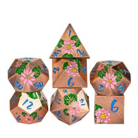 Thumbnail for Pink Lotus Flower in Copper Metal - 7pcs RPG Dice Set