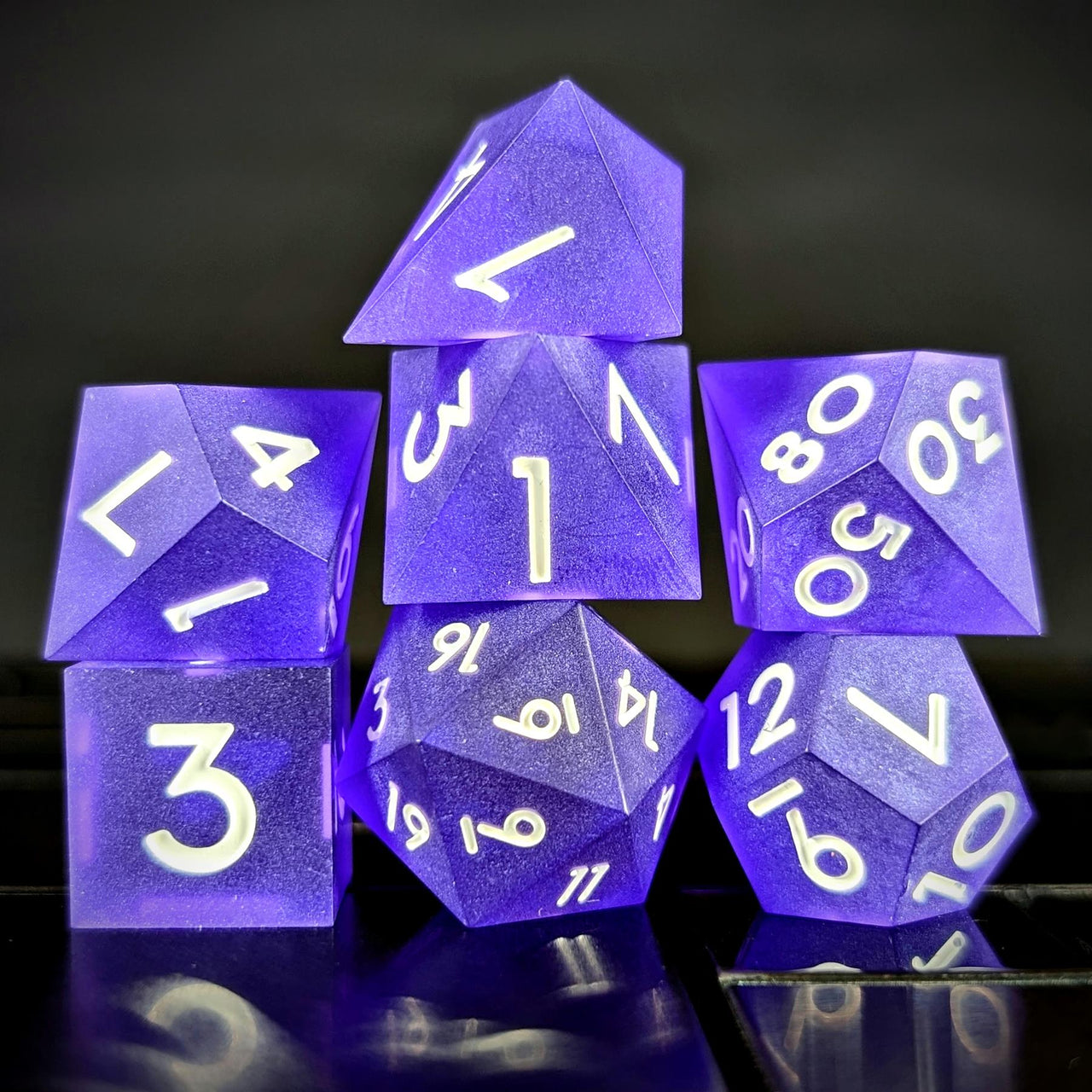 7pcs Dice Sharp Frosted Purple