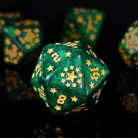 Thumbnail for 7pcs Dice Acrylic Pattern Stars Gold Font Green