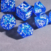 Thumbnail for Cats on Blue with Candy Sharp Resin - 7pcs RPG Dice Set