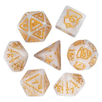 Thumbnail for Weapons on Silk White Acrylic - 7pcs RPG Oversized Dice Set