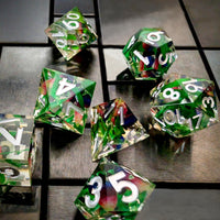 Thumbnail for Pink & Blue Butterfly in Clear Filled Sharp Resin - 7pcs RPG Dice Set