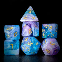 Thumbnail for Glitter in Blue & Pink Acrylic - 7pcs RPG Full Dice Set Dark Stack