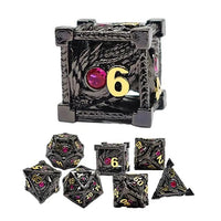 Thumbnail for 7pcs Dice Metal Hollow Dragon Red Eye Gold Font Nickel