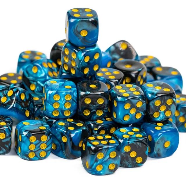 12mm Blue & Black Acrylic - 10pcs D6 RPG Dice Set