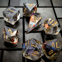 Thumbnail for Halloween Spooky in Grey Filled Sharp Resin - 7pcs RPG Dice Set