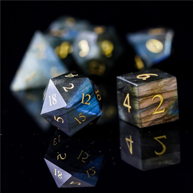 Blue Labradorite Gemstone - 7pcs RPG Dice Set