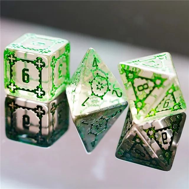 Castle on Yellow Resin - 7pcs RPG Oversized Dice Set