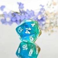 Thumbnail for 7pcs Dice Resin Glitter White Font Glitter Blue
