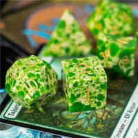 Thumbnail for Splatter on Green Turquoise Gemstone - 7pcs RPG Dice Set