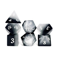 Thumbnail for 7pcs Dice Gem Stone Frosted Cat Eye White Font Black Grey