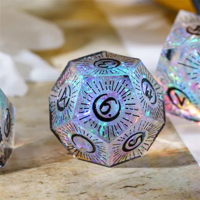 Laser on Clear with Candy Sharp Resin - 7pcs RPG Dice Set