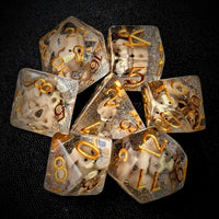 Thumbnail for White Dog in Clear Resin - 7pcs RPG Full Dice Set