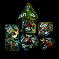 Thumbnail for Demon Eye in Clear & Green Resin - 7pcs RPG Full Dice Set