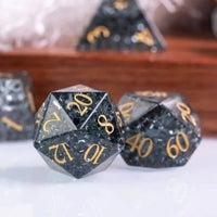 Thumbnail for Cracked Black Glass - 7pcs RPG Dice Set