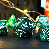 Thumbnail for 7pcs Dice Acrylic Pattern Christmas White Font Green