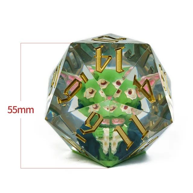 Goblin in Clear Sharp Resin - D20 RPG Dice